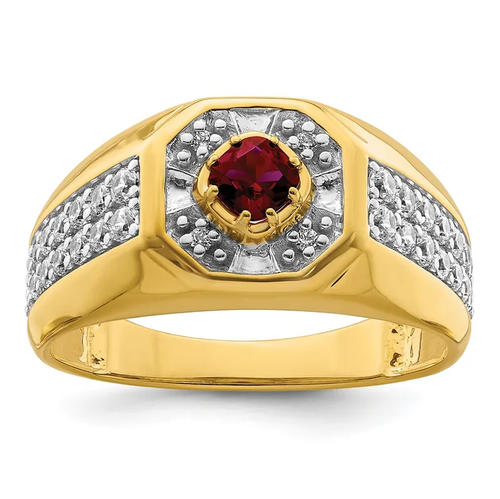 Rings Goldia 14k Yellow Gold 58 Ct Lab Grown Diamond VSSI G and Created Ruby Mens Ring