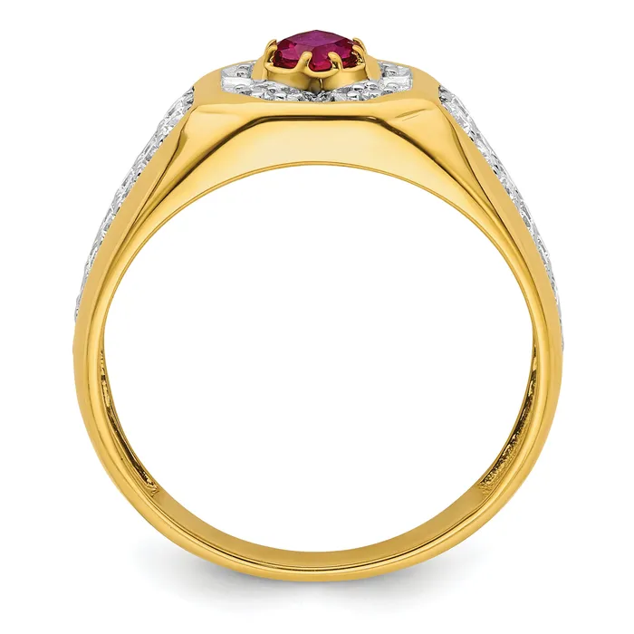 Rings Goldia 14k Yellow Gold 58 Ct Lab Grown Diamond VSSI G and Created Ruby Mens Ring