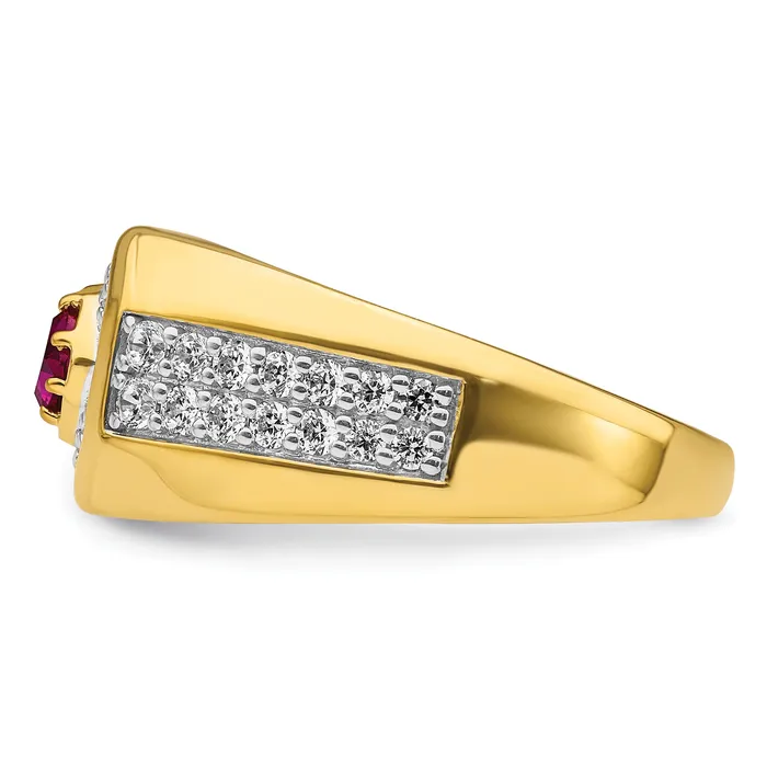 Rings Goldia 14k Yellow Gold 58 Ct Lab Grown Diamond VSSI G and Created Ruby Mens Ring