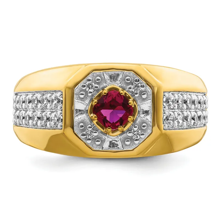 Rings Goldia 14k Yellow Gold 58 Ct Lab Grown Diamond VSSI G and Created Ruby Mens Ring