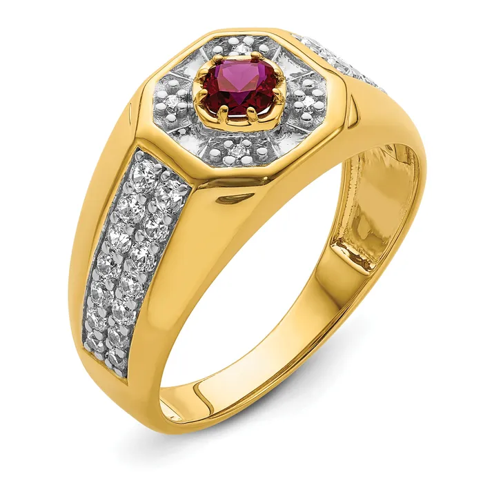 Rings Goldia 14k Yellow Gold 58 Ct Lab Grown Diamond VSSI G and Created Ruby Mens Ring