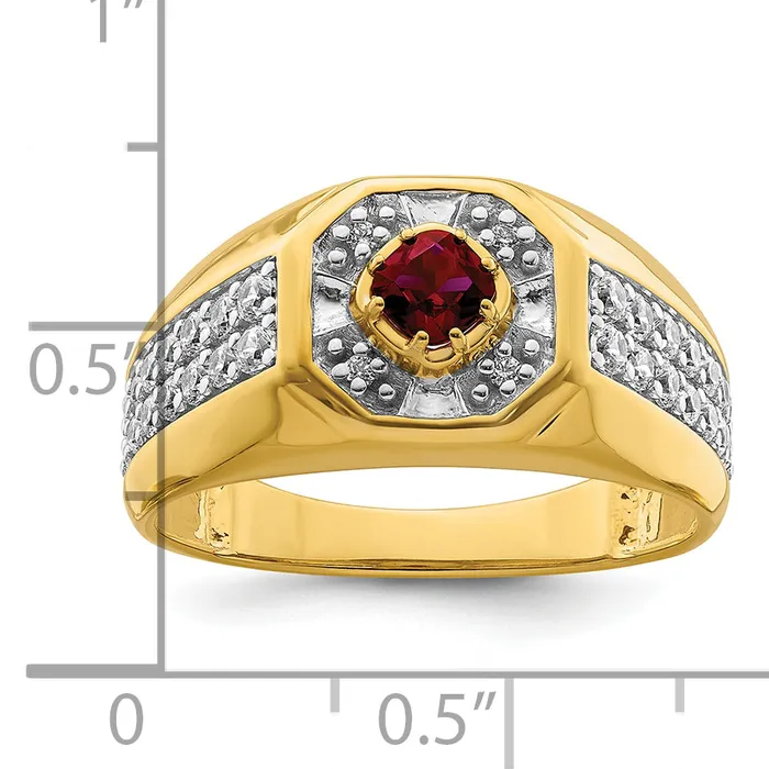 Rings Goldia 14k Yellow Gold 58 Ct Lab Grown Diamond VSSI G and Created Ruby Mens Ring
