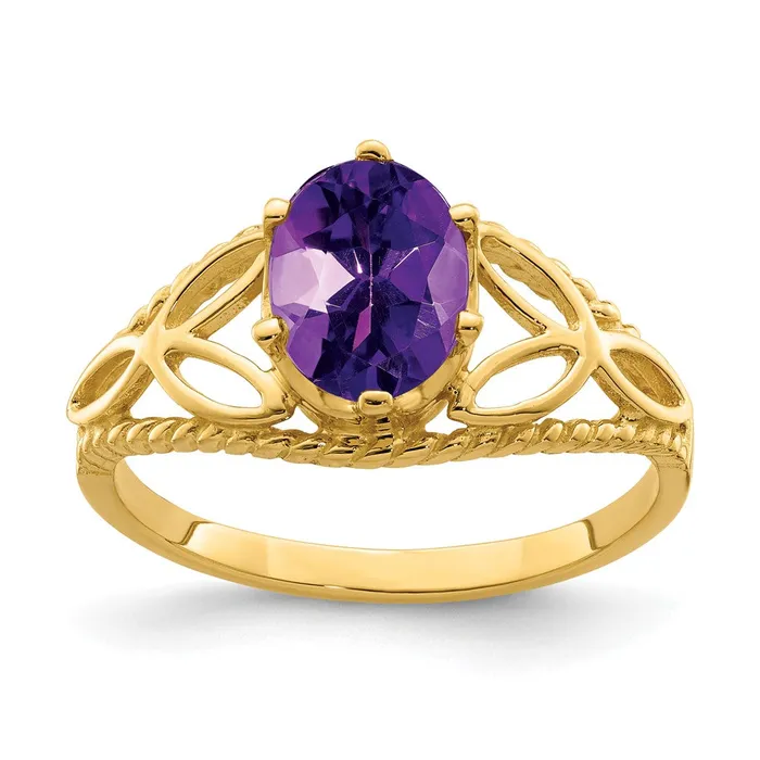Rings Goldia 14K Yellow Gold 8x6mm Oval Amethyst ring