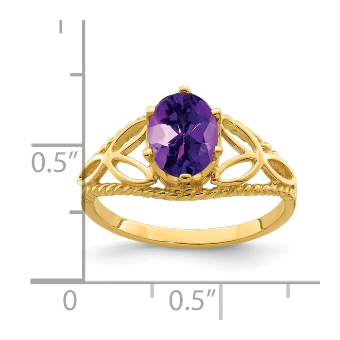 Rings Goldia 14K Yellow Gold 8x6mm Oval Amethyst ring