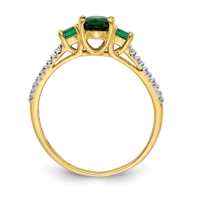 Rings Goldia 14K Yellow Gold Oval Emerald and Real Diamond Ring