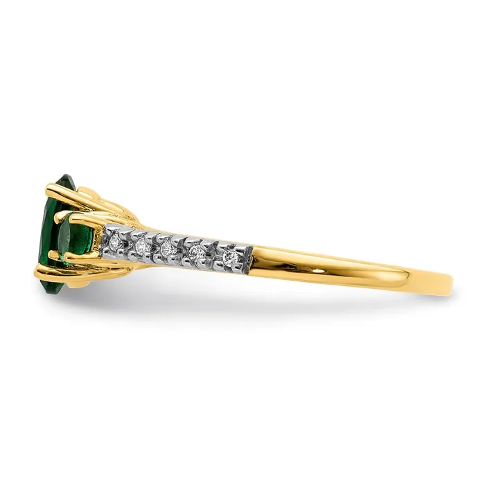 Rings Goldia 14K Yellow Gold Oval Emerald and Real Diamond Ring