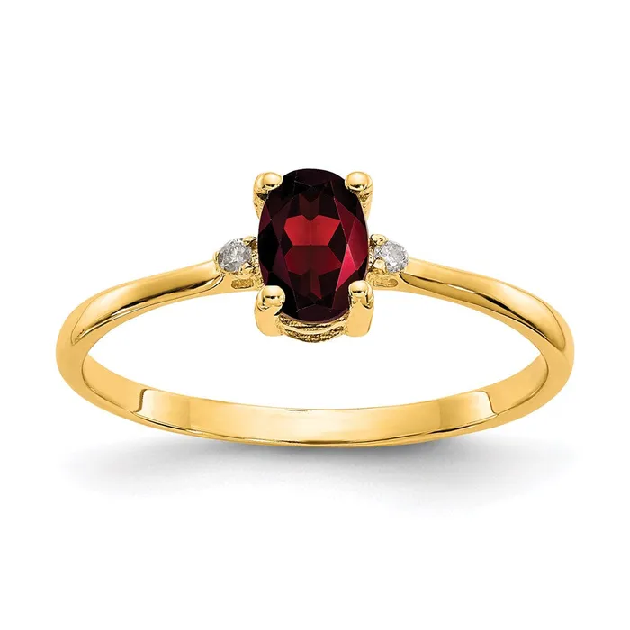 Rings Goldia 14K Yellow Gold Real Diamond Garnet Birthstone Ring