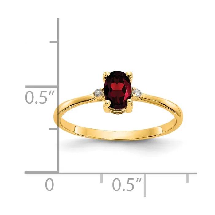 Rings Goldia 14K Yellow Gold Real Diamond Garnet Birthstone Ring