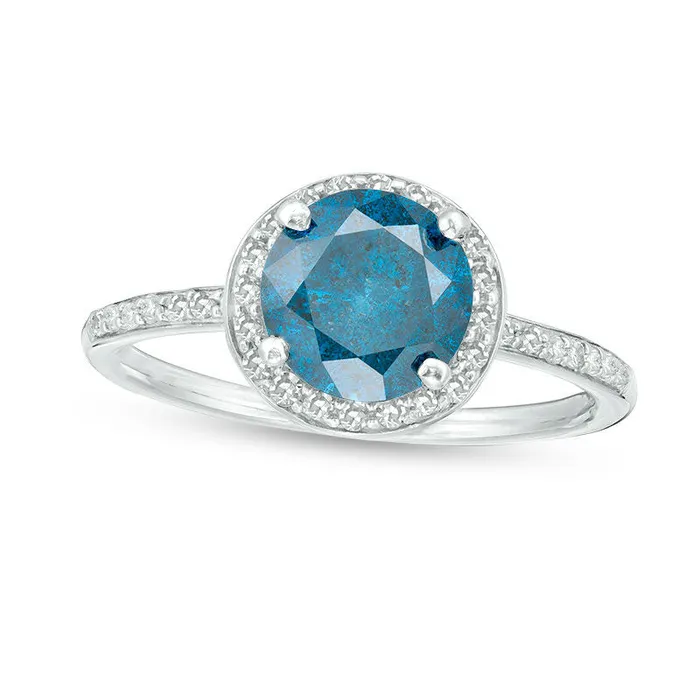 Rings Goldia 20 CT TW Enhanced Blue and White Natural Diamond Frame Engagement Ring in Solid 14K White Gold Rings Goldia 20 CT TW Enhanced Blue and White Natural Diamond Frame Engagement Ring in Solid 14K White Gold