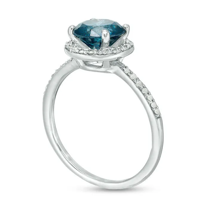 Rings Goldia 20 CT TW Enhanced Blue and White Natural Diamond Frame Engagement Ring in Solid 14K White Gold Rings Goldia 20 CT TW Enhanced Blue and White Natural Diamond Frame Engagement Ring in Solid 14K White Gold