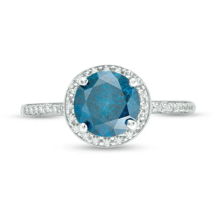 Rings Goldia 20 CT TW Enhanced Blue and White Natural Diamond Frame Engagement Ring in Solid 14K White Gold Rings Goldia 20 CT TW Enhanced Blue and White Natural Diamond Frame Engagement Ring in Solid 14K White Gold