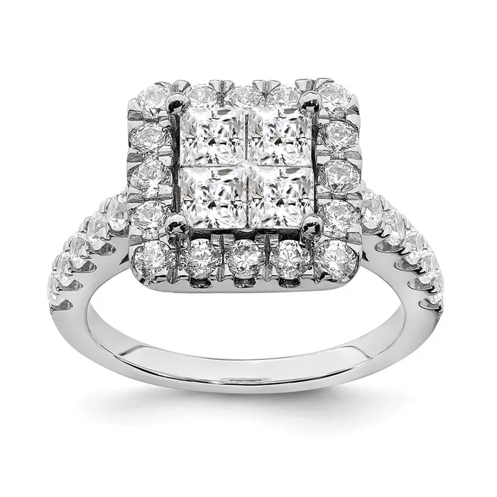 Rings Goldia 217ct CZ Solid Real 14k White Gold Cluster CZ Engagement Ring Rings Goldia 217ct CZ Solid Real 14k White Gold Cluster CZ Engagement Ring