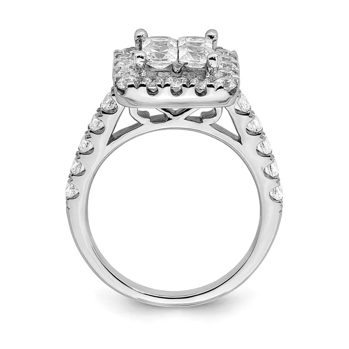 Rings Goldia 217ct CZ Solid Real 14k White Gold Cluster CZ Engagement Ring