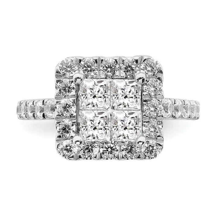 Rings Goldia 217ct CZ Solid Real 14k White Gold Cluster CZ Engagement Ring