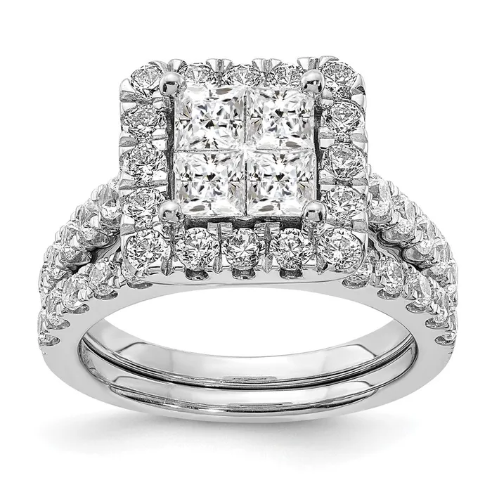 Rings Goldia 217ct CZ Solid Real 14k White Gold Cluster CZ Engagement Ring