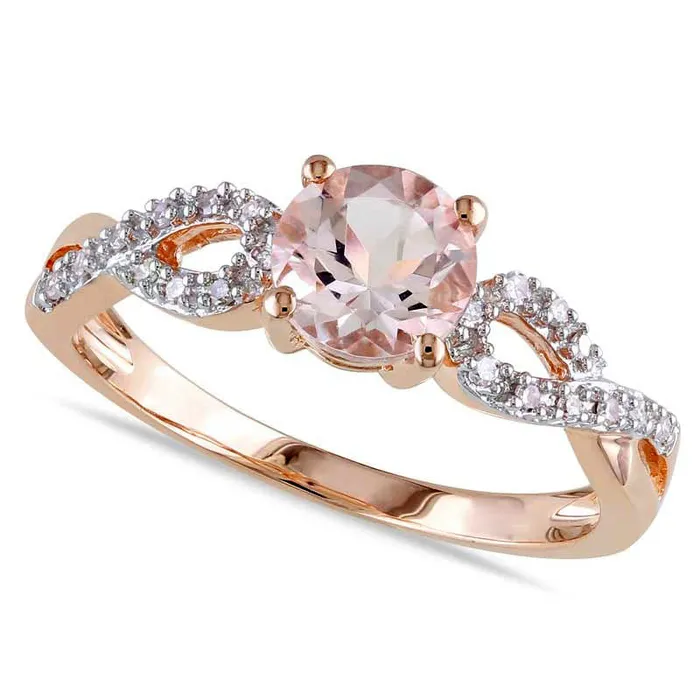Rings Goldia 60mm Morganite and Natural Diamond Accent Twist Engagement Ring in Solid 10K Rose Gold Rings Goldia 60mm Morganite and Natural Diamond Accent Twist Engagement Ring in Solid 10K Rose Gold