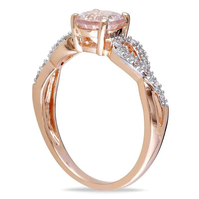 Rings Goldia 60mm Morganite and Natural Diamond Accent Twist Engagement Ring in Solid 10K Rose Gold Rings Goldia 60mm Morganite and Natural Diamond Accent Twist Engagement Ring in Solid 10K Rose Gold