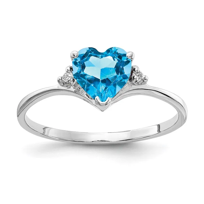 Rings Goldiacom 14k White Gold 6mm Heart Blue Topaz A Real Diamond ring