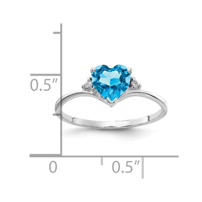 Rings Goldiacom 14k White Gold 6mm Heart Blue Topaz A Real Diamond ring