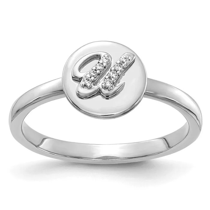 Rings Goldiacom 14k White Gold Real Diamond Initial U Ring