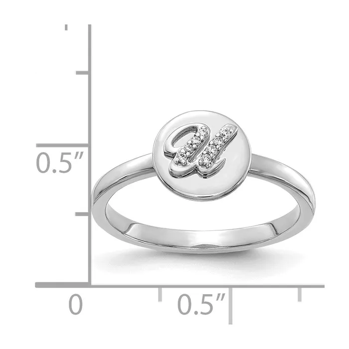 Rings Goldiacom 14k White Gold Real Diamond Initial U Ring