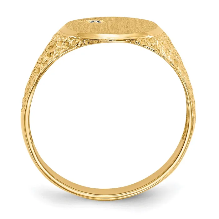 Rings Goldiacom 14K Yellow Gold 160x120mm Open Back VS Real Diamond Mens Signet Ring