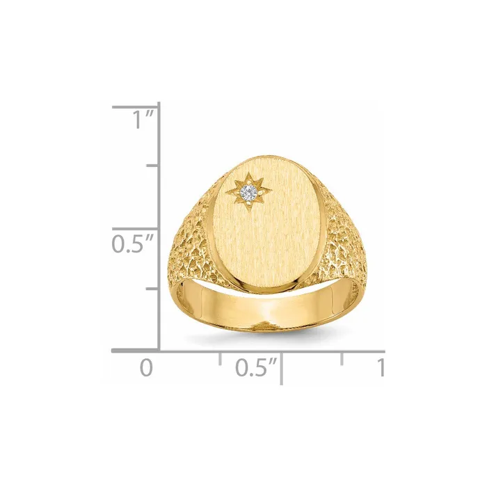 Rings Goldiacom 14K Yellow Gold 160x120mm Open Back VS Real Diamond Mens Signet Ring