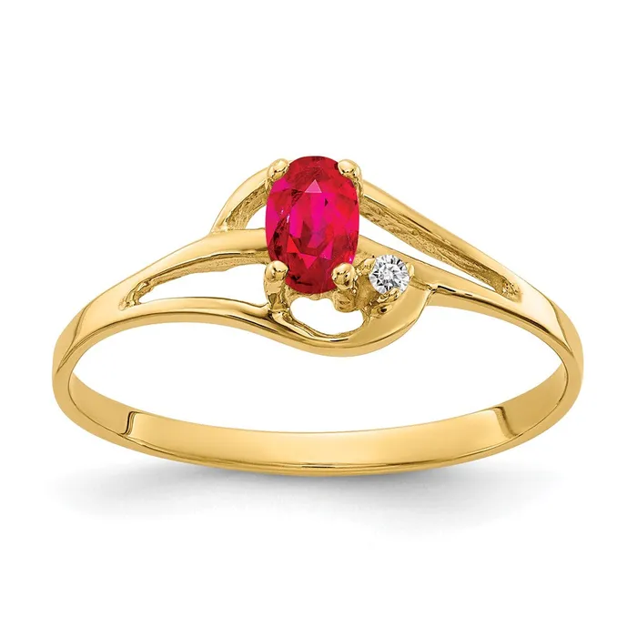 Rings Goldiacom 14K Yellow Gold 5x3mm Oval Ruby VS Real Diamond ring