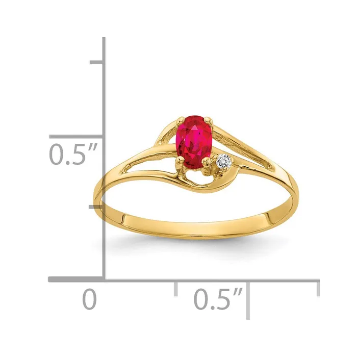 Rings Goldiacom 14K Yellow Gold 5x3mm Oval Ruby VS Real Diamond ring