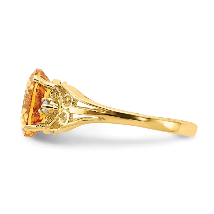Rings Goldiacom 14K Yellow Gold 9x7mm Oval Citrine Checker A Real Diamond ring
