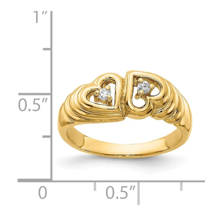 Rings Goldiacom 14K Yellow Gold VS Real Diamond heart ring