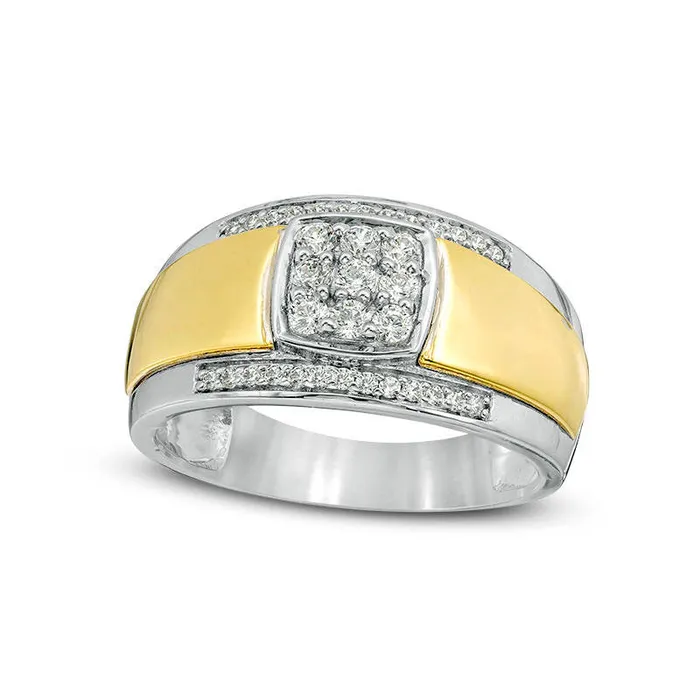 Rings Goldia Mens 038 CT TW Composite Natural Diamond Stepped Edge Ring in Solid 10K TwoTone Gold Rings Goldia Mens 038 CT TW Composite Natural Diamond Stepped Edge Ring in Solid 10K TwoTone Gold