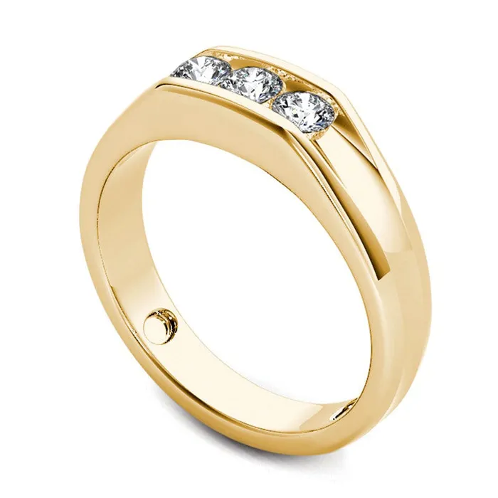 Rings Goldia Mens 050 CT TW Natural Diamond Three Stone Wedding Band in Solid 14K Gold Rings Goldia Mens 050 CT TW Natural Diamond Three Stone Wedding Band in Solid 14K Gold