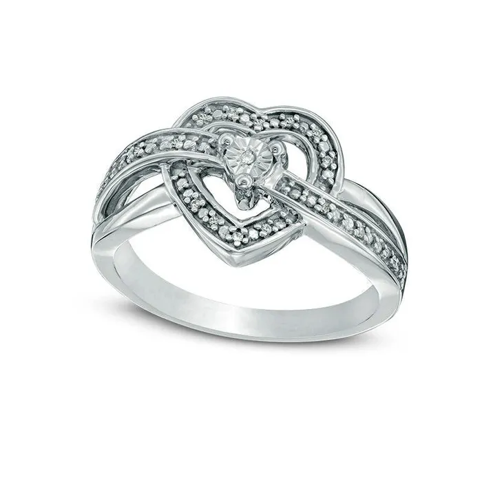 Rings Goldia Natural Diamond Accent Heart Frame Crossover Ring in Sterling Silver Rings Goldia Natural Diamond Accent Heart Frame Crossover Ring in Sterling Silver
