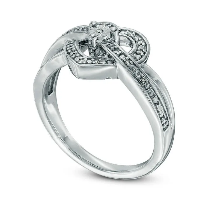 Rings Goldia Natural Diamond Accent Heart Frame Crossover Ring in Sterling Silver Rings Goldia Natural Diamond Accent Heart Frame Crossover Ring in Sterling Silver