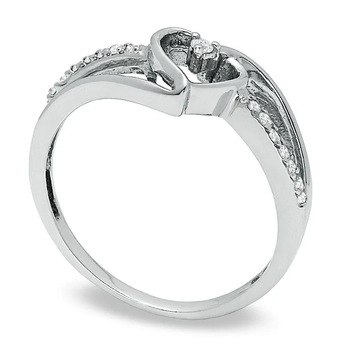 Rings Goldia Natural Diamond Accent Heart Ring in Solid 10K White Gold Rings Goldia Natural Diamond Accent Heart Ring in Solid 10K White Gold