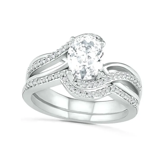 Rings Goldia Oval LabCreated White Sapphire Crossover Bypass Split Shank Bridal Engagement Ring Set in Sterling Silver Rings Goldia Oval LabCreated White Sapphire Crossover Bypass Split Shank Bridal Engagement Ring Set in Sterling Silver