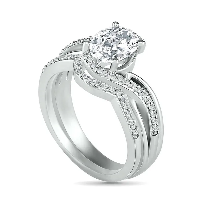 Rings Goldia Oval LabCreated White Sapphire Crossover Bypass Split Shank Bridal Engagement Ring Set in Sterling Silver Rings Goldia Oval LabCreated White Sapphire Crossover Bypass Split Shank Bridal Engagement Ring Set in Sterling Silver