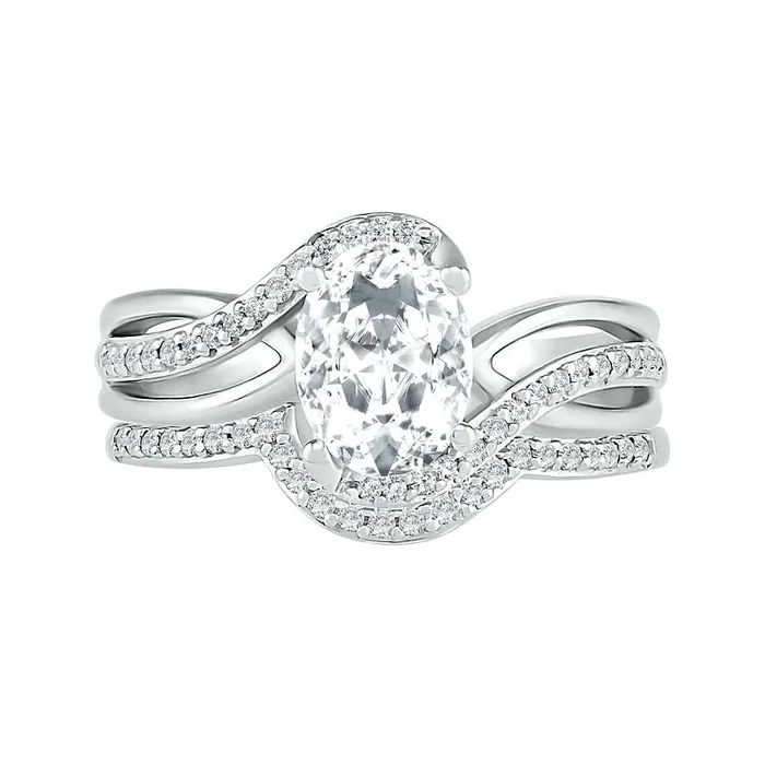 Rings Goldia Oval LabCreated White Sapphire Crossover Bypass Split Shank Bridal Engagement Ring Set in Sterling Silver Rings Goldia Oval LabCreated White Sapphire Crossover Bypass Split Shank Bridal Engagement Ring Set in Sterling Silver