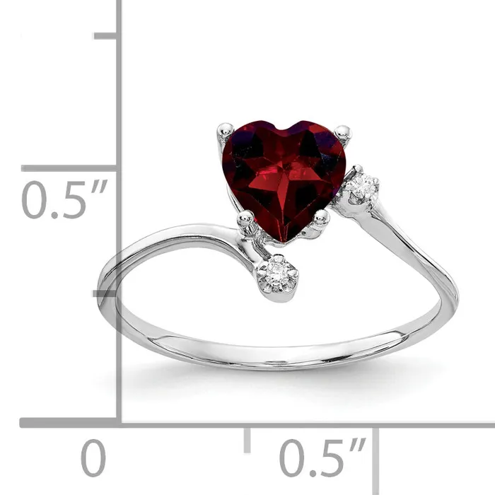 Rings Goldia Solid 14k White Gold 6mm Heart Simulated Garnet AA CZ Ring