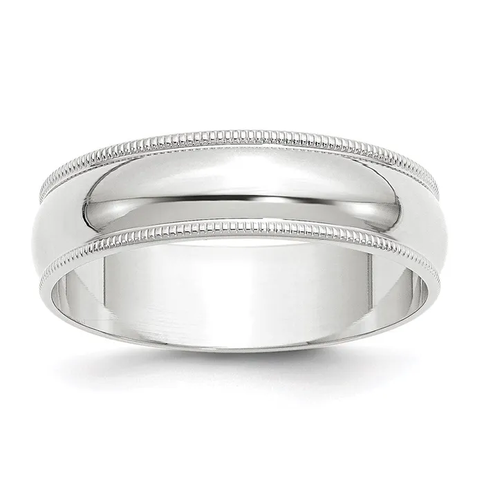 Rings Goldia Solid 14K White Gold 6mm Light Weight Milgrain Half Round MensWomens Wedding Band Ring Size 4 Rings Goldia Solid 14K White Gold 6mm Light Weight Milgrain Half Round MensWomens Wedding Band Ring Size 4