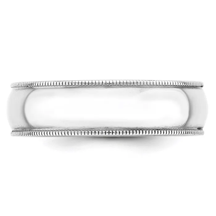 Rings Goldia Solid 14K White Gold 6mm Light Weight Milgrain Half Round MensWomens Wedding Band Ring Size 4 Rings Goldia Solid 14K White Gold 6mm Light Weight Milgrain Half Round MensWomens Wedding Band Ring Size 4