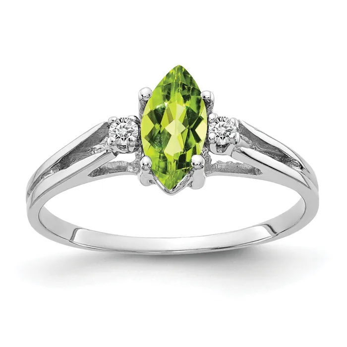 Rings Goldia Solid 14k White Gold 8x4mm Marquise Simulated Peridot AA CZ Ring Rings Goldia Solid 14k White Gold 8x4mm Marquise Simulated Peridot AA CZ Ring