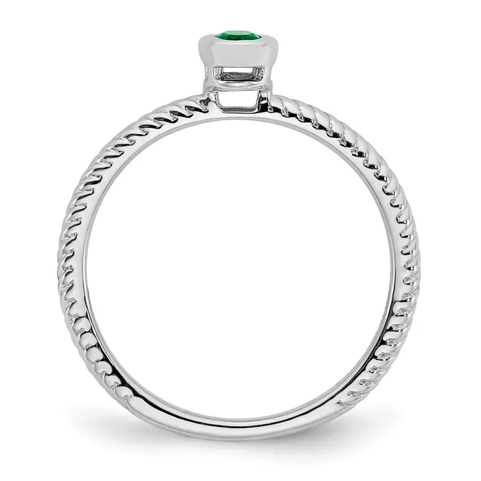 Rings Goldia Solid 14k White Gold Oval Bezel Simulated Emerald Ring
