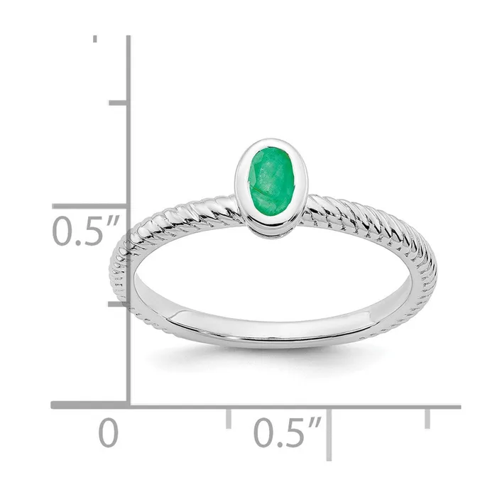 Rings Goldia Solid 14k White Gold Oval Bezel Simulated Emerald Ring