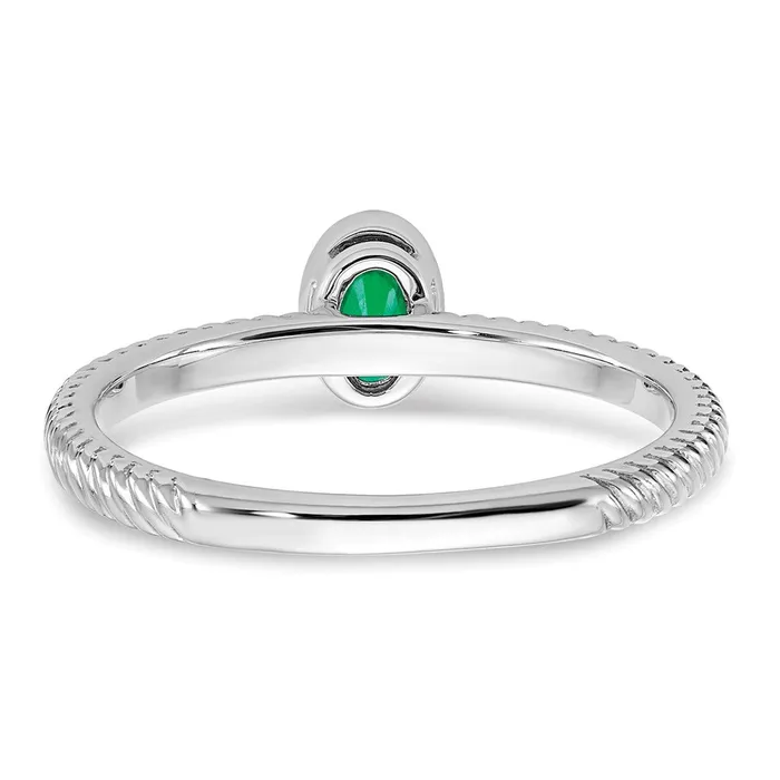 Rings Goldia Solid 14k White Gold Oval Bezel Simulated Emerald Ring