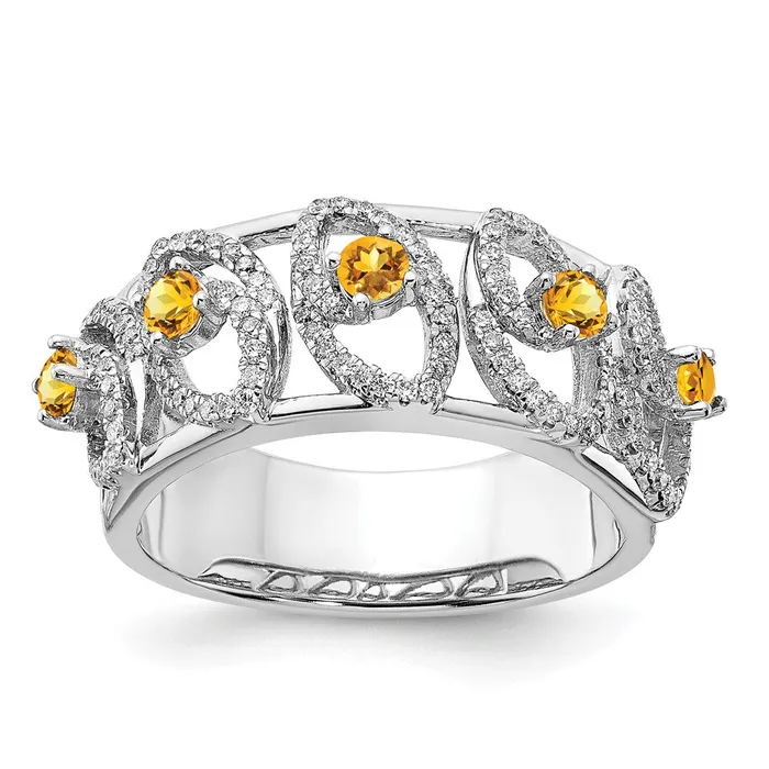 Rings Goldia Solid 14k White Gold Polished Simulated CZ and Citrine Ring Rings Goldia Solid 14k White Gold Polished Simulated CZ and Citrine Ring