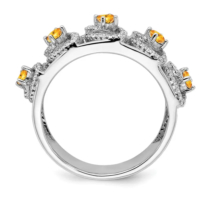 Rings Goldia Solid 14k White Gold Polished Simulated CZ and Citrine Ring