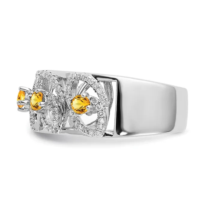 Rings Goldia Solid 14k White Gold Polished Simulated CZ and Citrine Ring