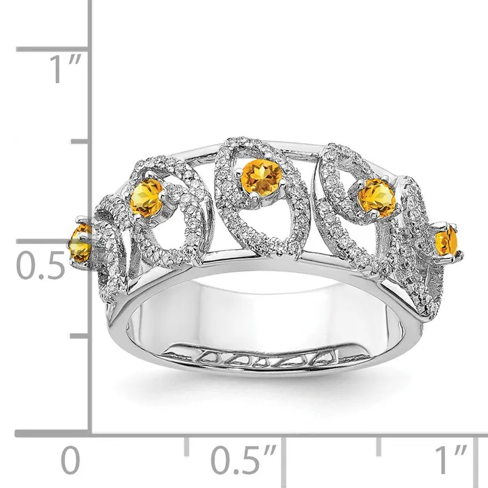 Rings Goldia Solid 14k White Gold Polished Simulated CZ and Citrine Ring